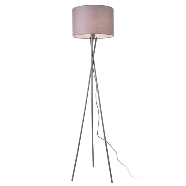 Lampadaire Trépied Grenoble E27 Métal Tissu Hauteur 154 cm lux.pro