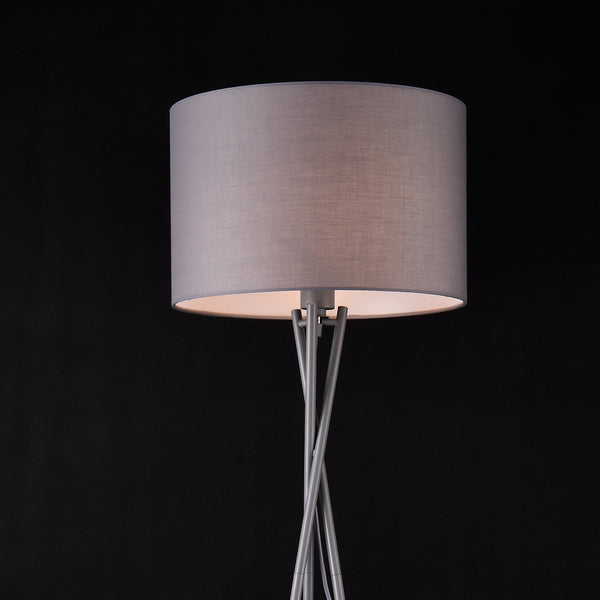 Lampadaire Trépied Grenoble E27 Métal Tissu Hauteur 154 cm lux.pro