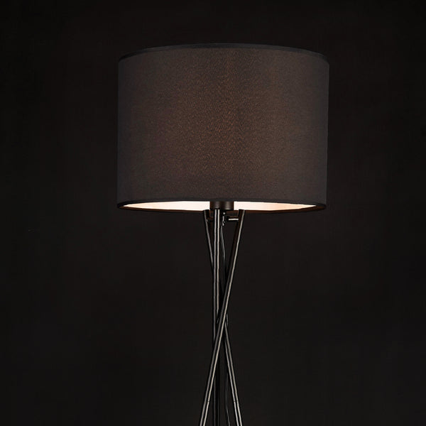 Lampadaire Trépied Grenoble E27 Métal Tissu Hauteur 154 cm lux.pro