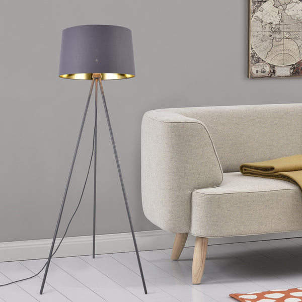 Lampadaire Trépied Manchester E27 Métal Textile Hauteur 150 cm plusieurs couleurs [lux.pro]