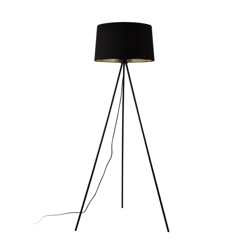 Croquis coté Lampadaire Trépied Manchester E27 Métal Textile Hauteur 150 cm plusieurs couleurs [lux.pro]