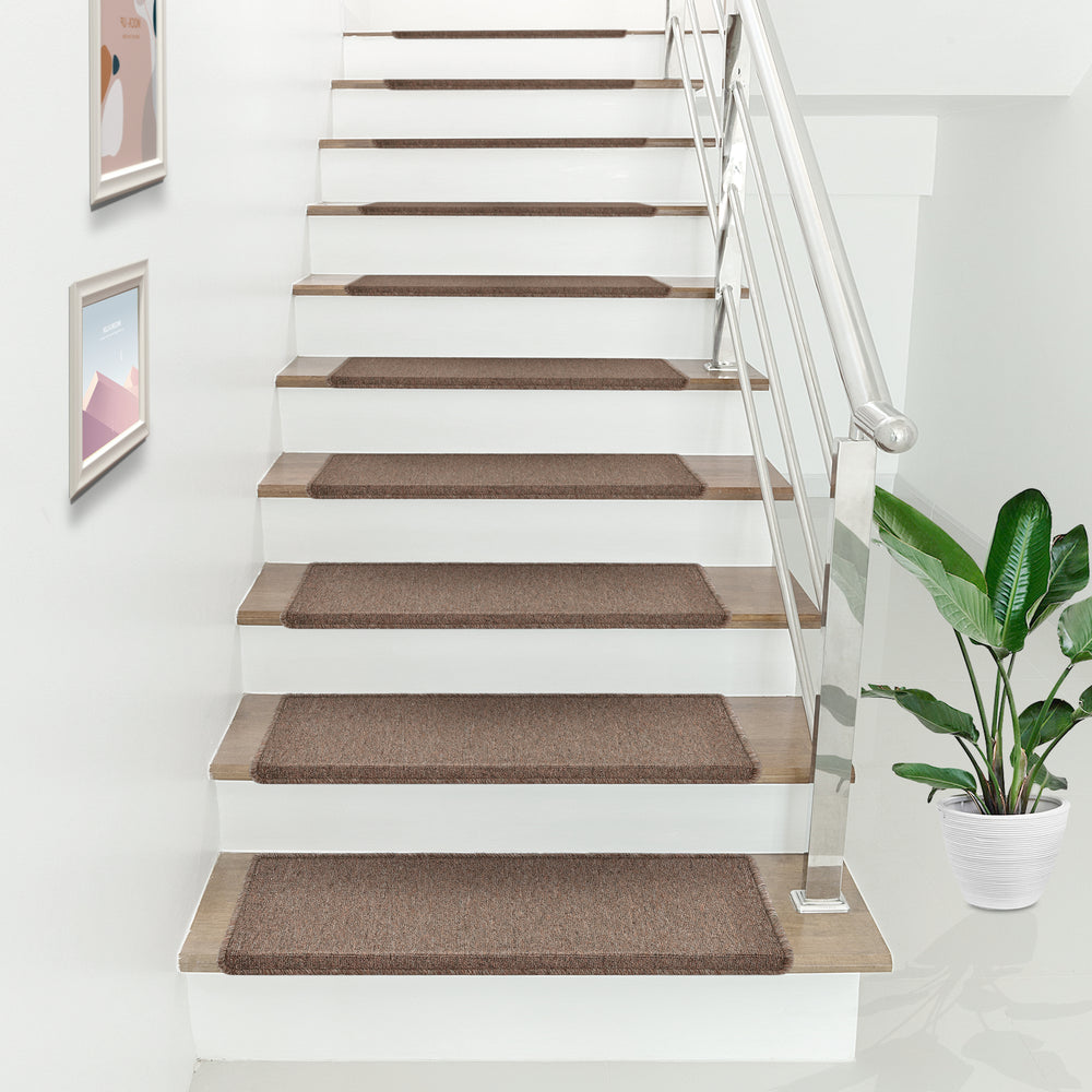 Lot de 15 marchettes d'escalier rectangulaires antidérpantes 65 x 24 cm avec bord [en.casa]