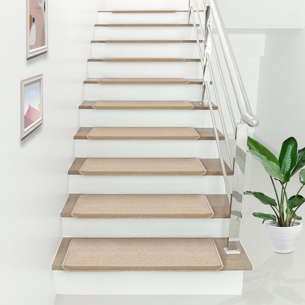 Lot de 15 marchettes d'escalier rectangulaires antidérpantes 65 x 24 cm avec bord [en.casa]