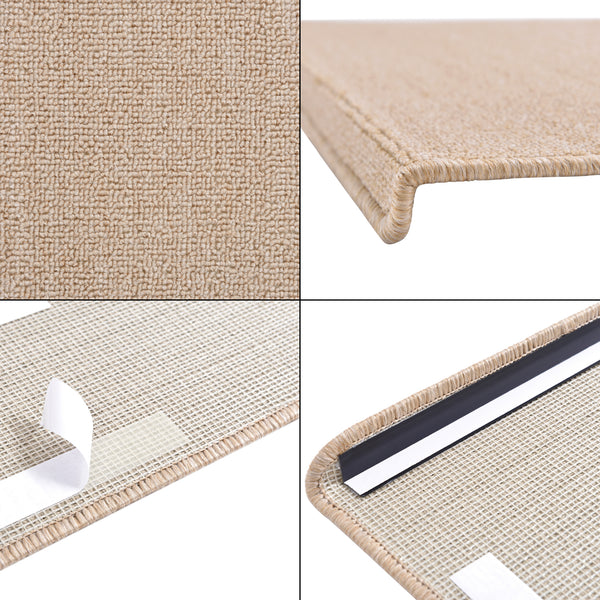 Lot de 15 marchettes d'escalier rectangulaires antidérpantes 65 x 24 cm avec bord [en.casa]
