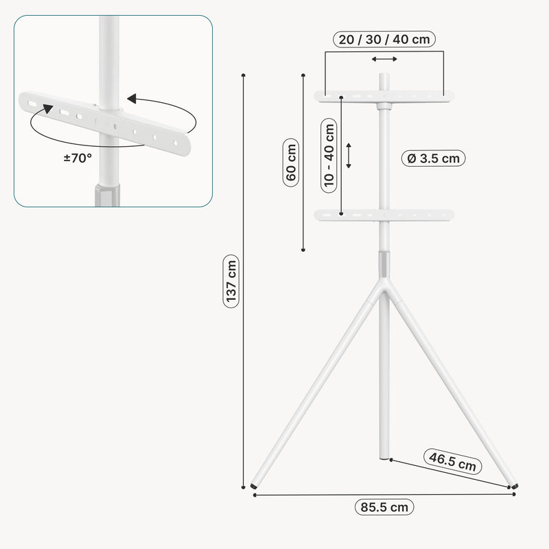 Maatschets TV standaard Valle Tv statief 137x86x47 cm tot 65 inch pro.tec