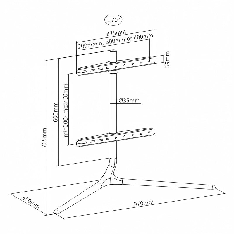 Maatschets TV standaard Ystad 76,5x97x35 cm zwart en houtkleurig 65-70 inch pro.tec