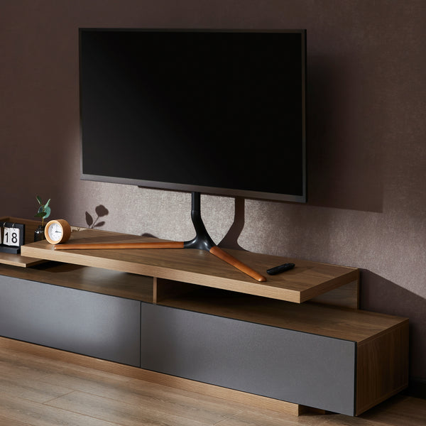Support TV Ystad noir effet bois pro.tec