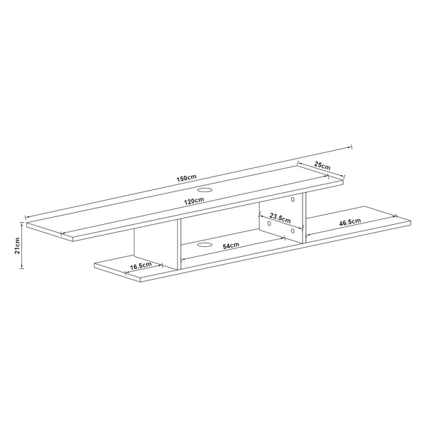 [en.casa] TV wandplank Støvring 21x150x25 cm - 3 varianten