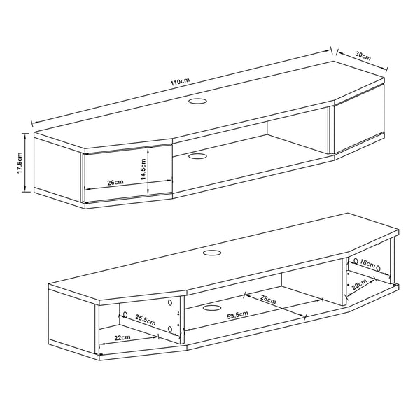 [en.casa] TV wandplank Tørring 17,5x110x30 cm - 3 varianten