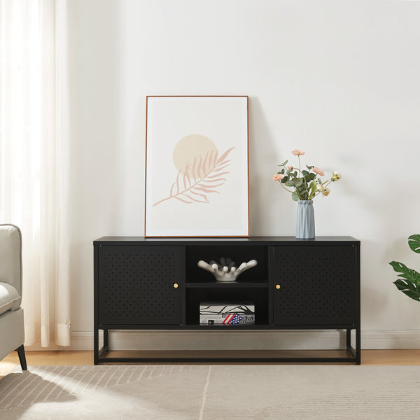 Meuble TV Janakkala acier noir [en.casa]