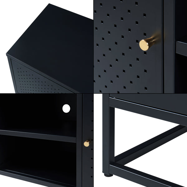 Meuble TV Janakkala acier noir [en.casa]