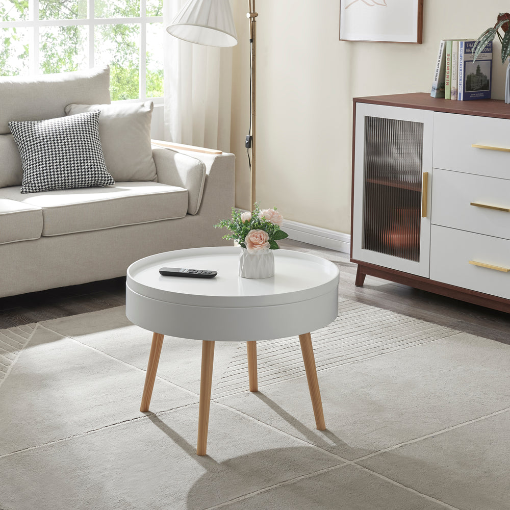 Table basse Bongard avec plateau amovible 45 x 60 cm blanc [en.casa]
