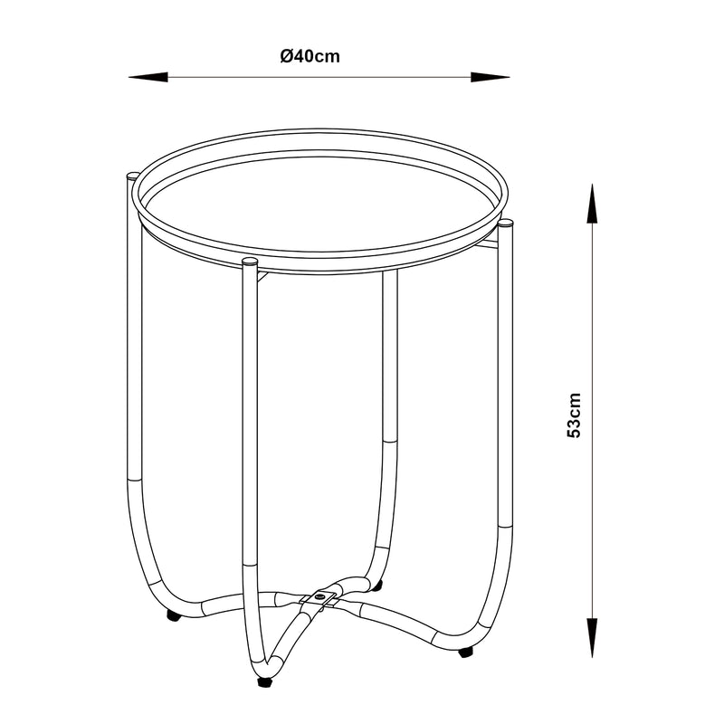 Croquis coté Table basse avec plateau amovible Sandefjord acier [en.casa]