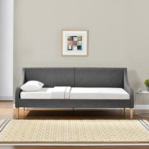 Divan Élégant Canapé Convertible en Lit Moderne Confortable Lit Simple Tissu Polyester 90 x 200 cm Gris Foncé [en.casa]