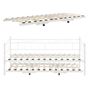 Lit gigogne métal Skutskär 2 places avec matelas en mousse froide [en.casa] [neu.haus]