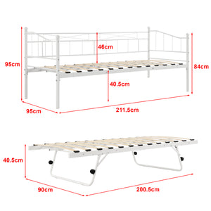 Lit gigogne métal Skutskär 2 places avec matelas en mousse froide [en.casa] [neu.haus]