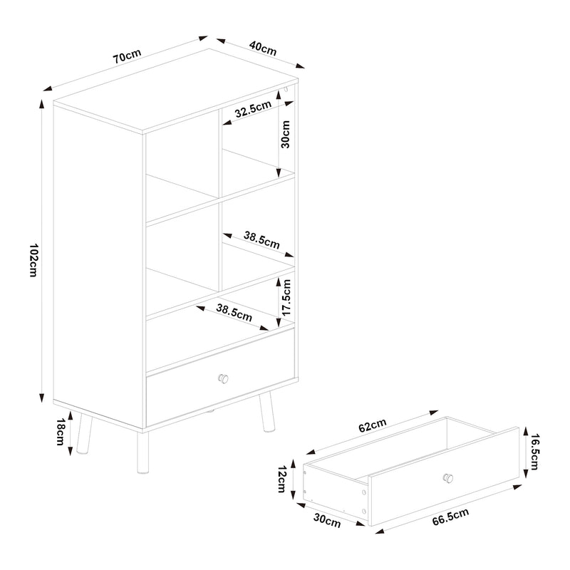 Maatschets Boekenkast Reyljand 120x70x40 cm [en.casa]