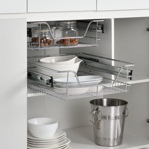 2-delige set telescopische lade in verschillende maten staal zilver [en.casa] - premiumXL