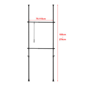 Penderie télescopique Kemi acier laqué noir [en.casa]