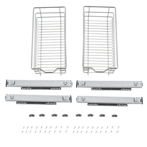 Lot de 2 Paniers Tiroirs de Rangement à Glissières Télescopiques Argenté [en.casa]