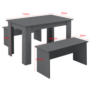 Eethoek set tafel 110x70x73 en banken 86,5x33x43,5 cm - 4 kleuren
