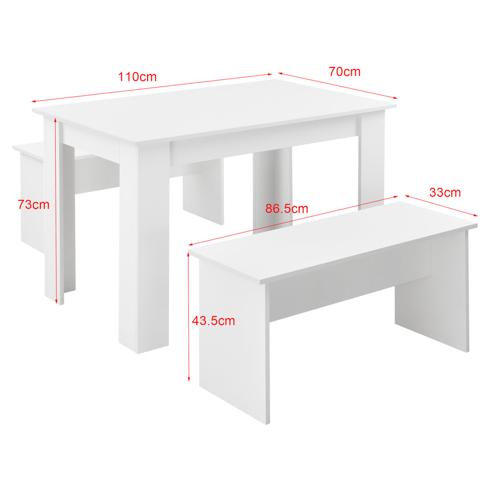 Tafel- en bankenset 110x70 cm in verschillende kleuren en.casa - premiumXL