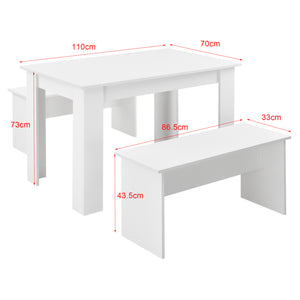 Eethoek set tafel 110x70x73 en banken 86,5x33x43,5 cm - 4 kleuren