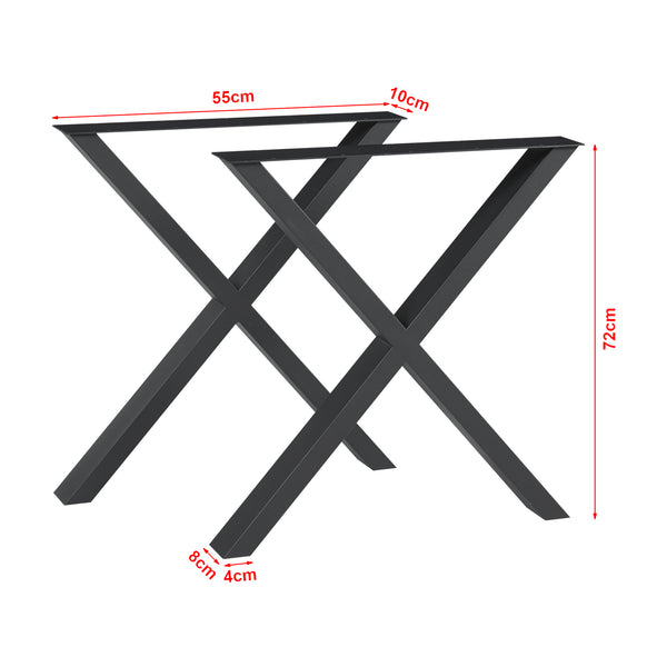 Lot de 2 pieds de table Maribo acier noir [en.casa]