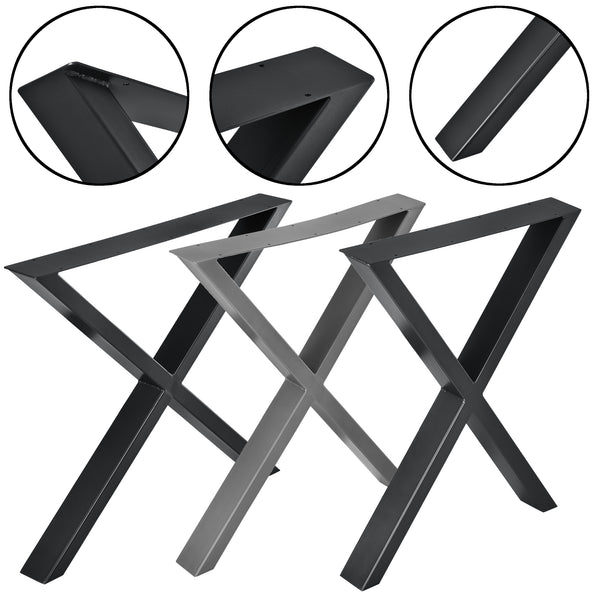 Set de 2 Pieds de Table Greith Métal Forme X [en.casa] 