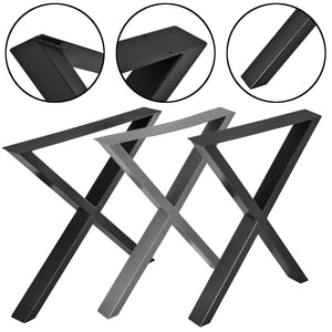 Set de 2 Pieds de Table Greith Métal Forme X [en.casa] 