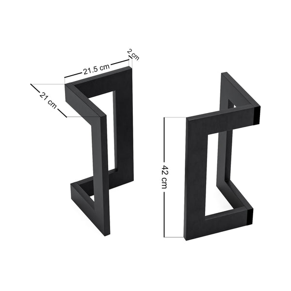 Set de 2 pieds de table Kaskinen acier noir [en.casa]