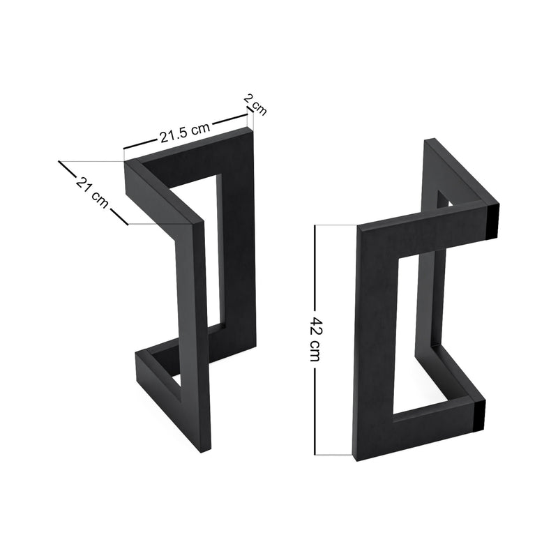 Croquis coté Set de 2 pieds de table Kaskinen acier noir [en.casa]
