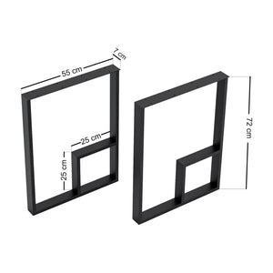 Set de 2 pieds de table Kauhava acier noir [en.casa]