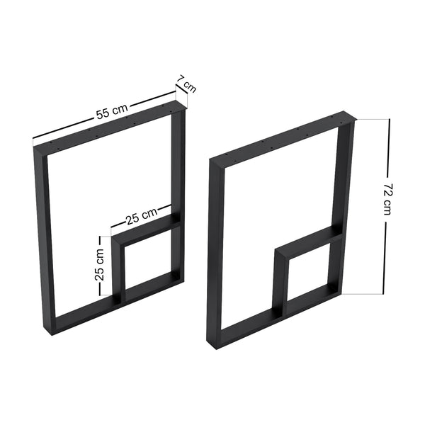 Set de 2 pieds de table Kauhava acier noir [en.casa]
