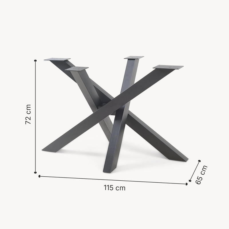 Croquis coté Piètement de table Umala acier noir [en.casa]