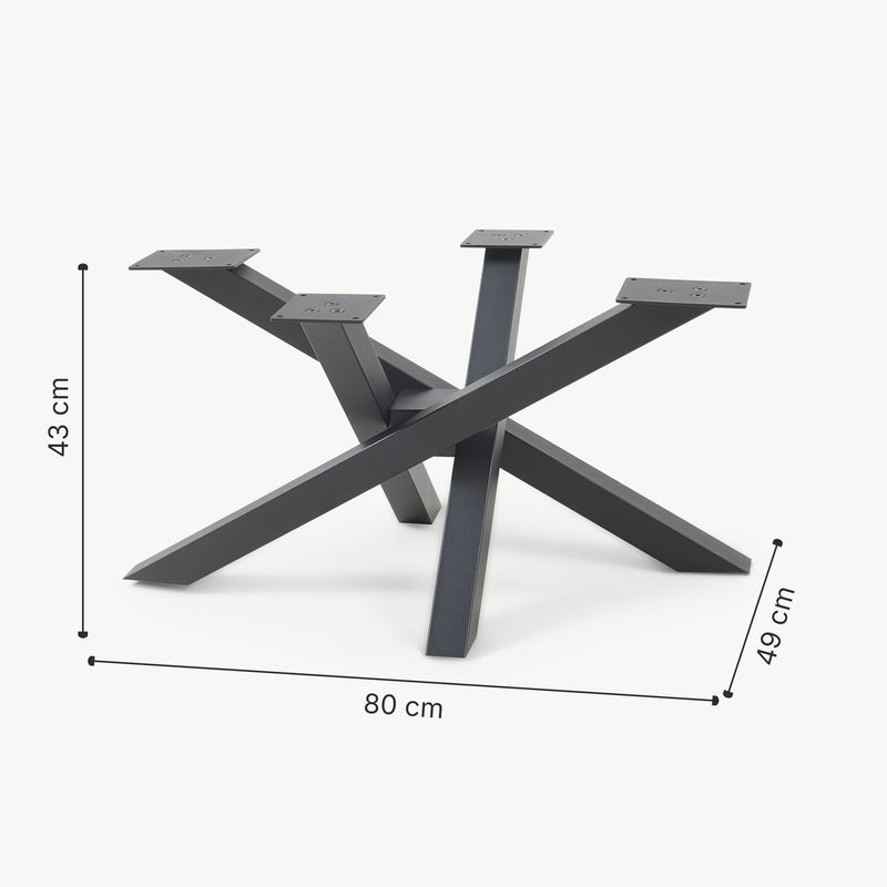 Croquis coté Piètement de table Umala acier noir [en.casa]