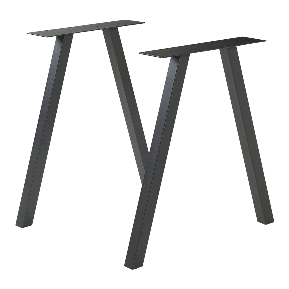 Lot de 2 pieds de table Heustreu acier noir [en.casa]