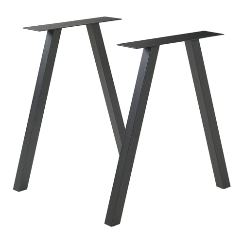 Lot de 2 pieds de table Heustreu acier noir [en.casa]
