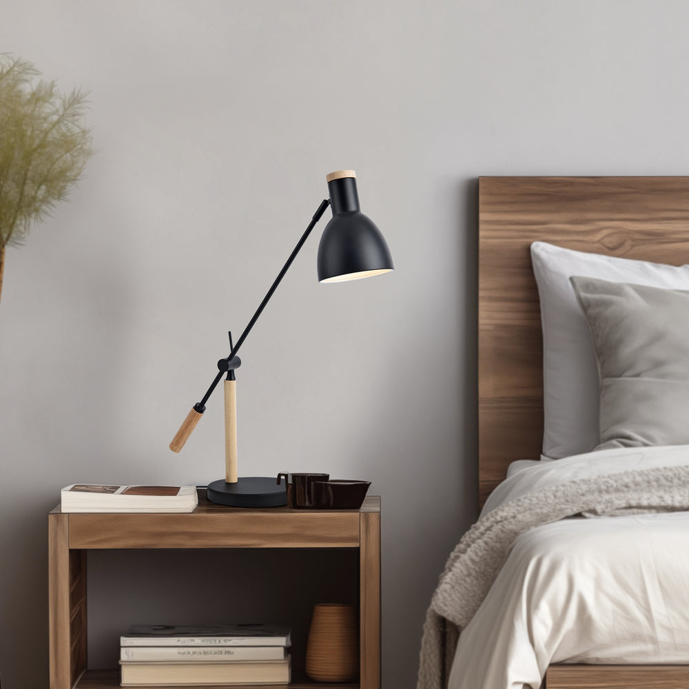 Tafellamp Watford Zwart / Houtkleur [lux.pro] - premiumXL
