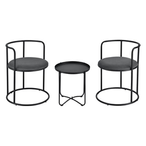 Salontafel Alvkarleby met 2 stoelen 3-delig zwart