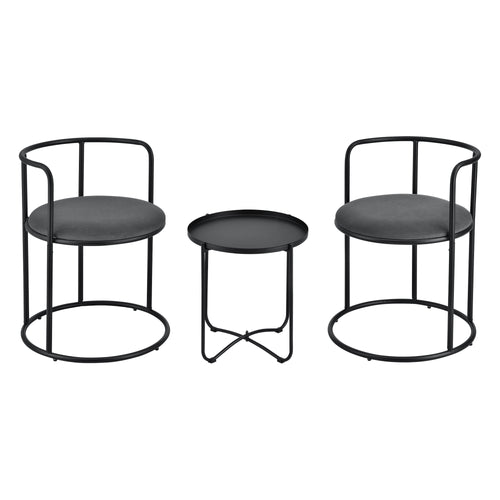 Salontafel Alvkarleby met 2 stoelen 3-delig zwart