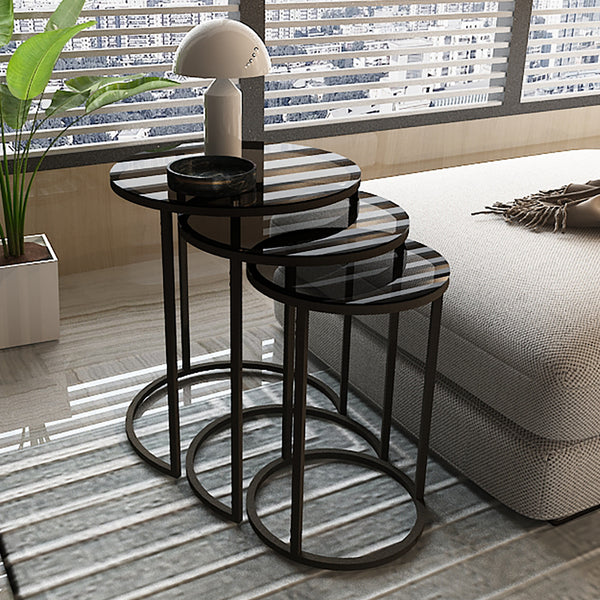 Set de 3 tables d'appoint Kyyjärvi rondes gigognes [en.casa]