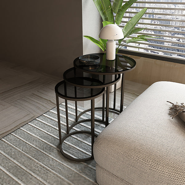 Set de 3 tables d'appoint Kyyjärvi rondes gigognes [en.casa]