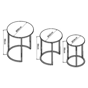 Set de 3 tables d'appoint Kyyjärvi rondes gigognes [en.casa]