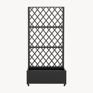 Cloison de séparation avec bac à fleurs Malja acier galvanisé 190 x 82 x 38 cm noir [casa.pro]
