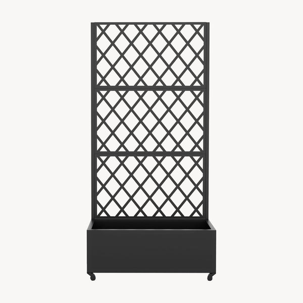 Cloison de séparation avec bac à fleurs Malja acier galvanisé 190 x 82 x 38 cm noir [casa.pro]
