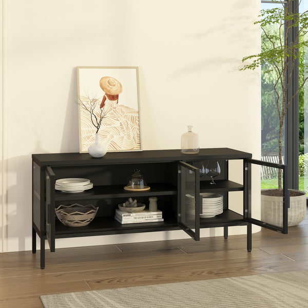 Buffet vitrine Borshavisa acier verre trempé [en.casa]