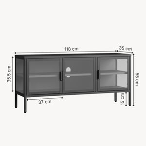 Buffet vitrine Borshavisa acier verre trempé [en.casa]