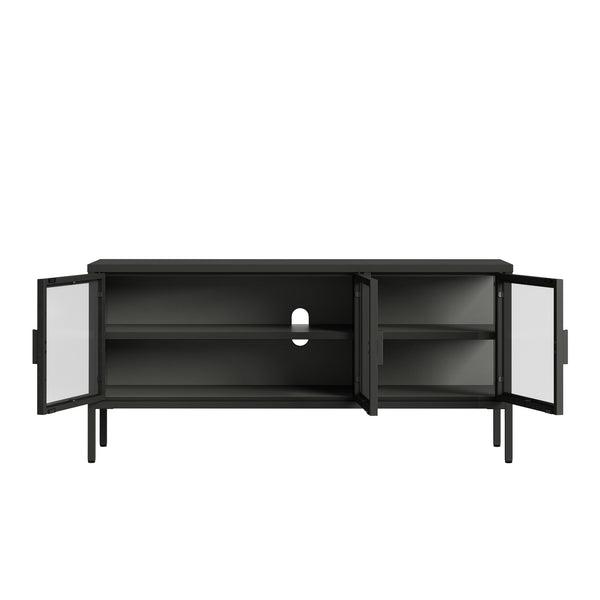 Buffet vitrine Borshavisa acier verre trempé [en.casa]