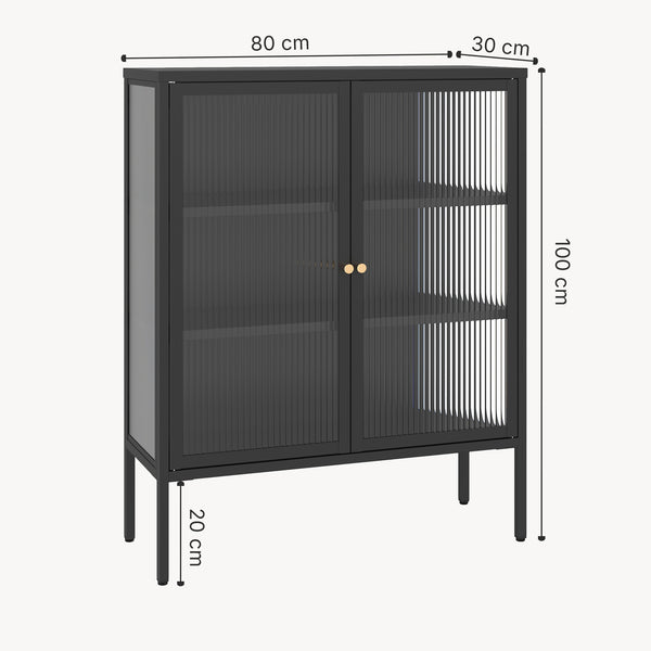 Vitrinekast Susa staal zwart [en.casa]